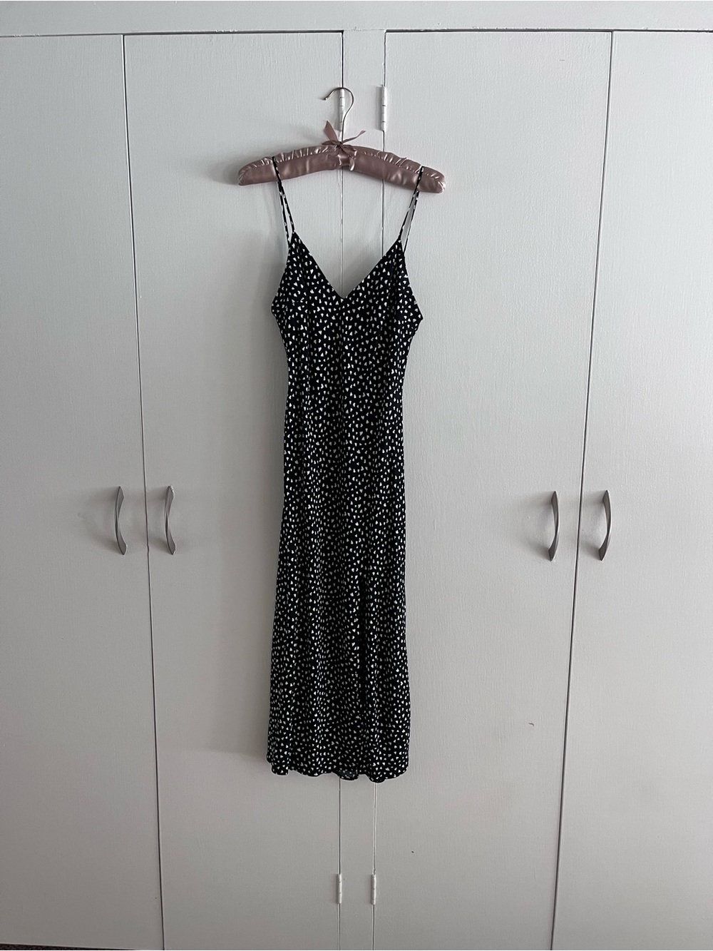 Black Polka Dot Slip Dress / Spaghetti Straps